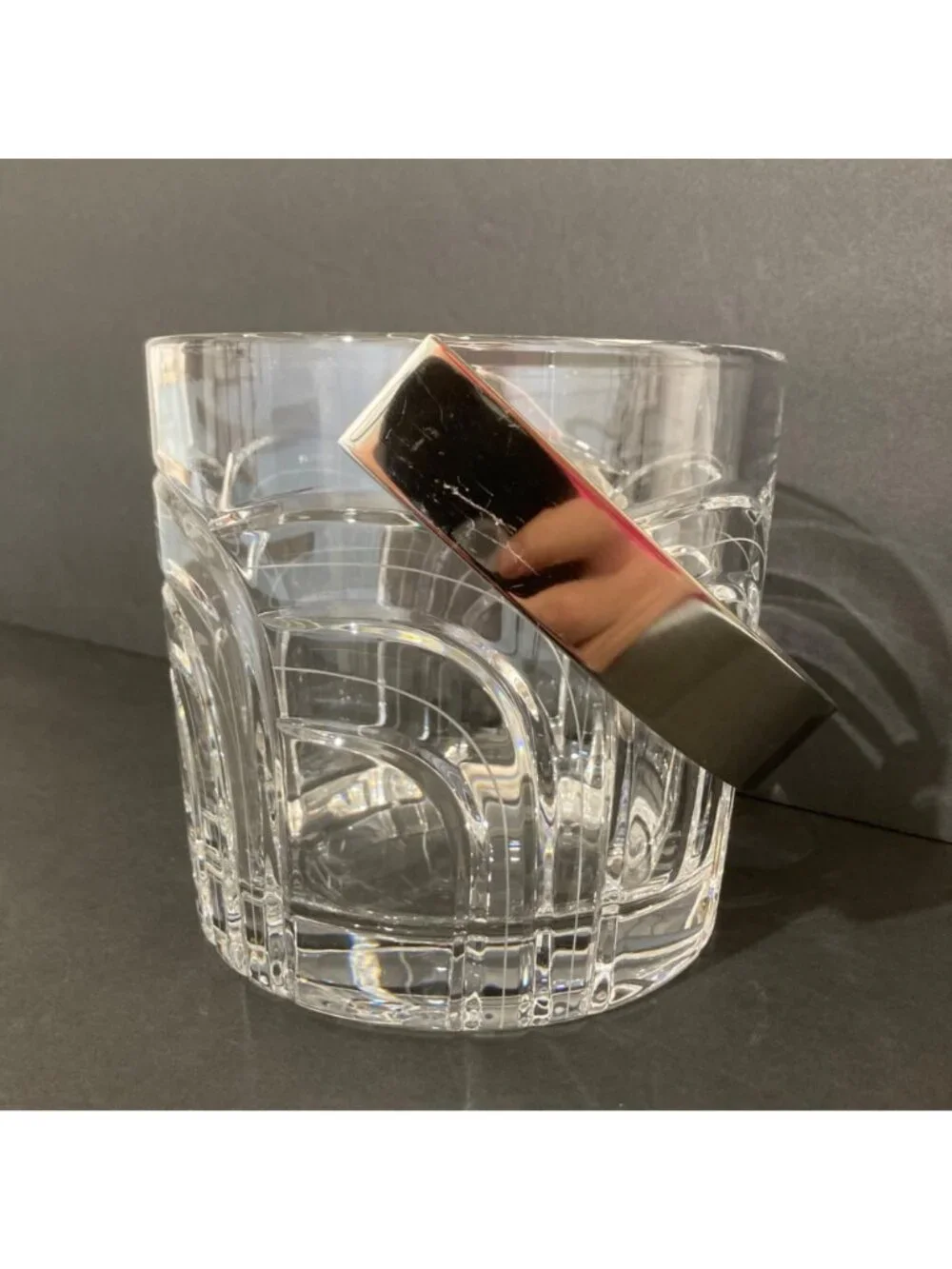 Rogaska Gallia Heavy Cut Crystal Modernist Ice Bucket Maestro Collection